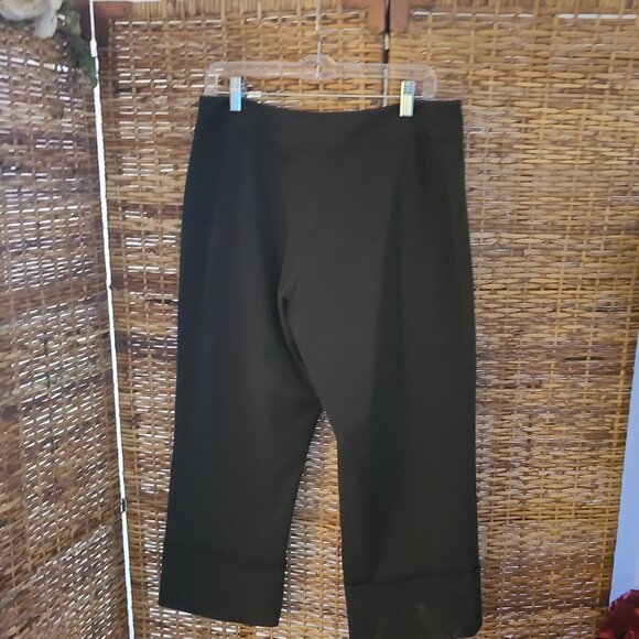 VTG Fabrizio Gianni Brown Crop Pant Stretch 12 Wide Leg & Cuffed Pockets - Picture 4 of 4
